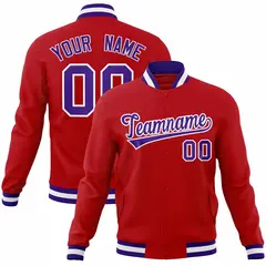 Red Purple-White Classic Varsity Full-Snap Letterman Jacket 1