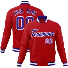 Red Purple-White Classic Varsity Full-Snap Letterman Jacket 1