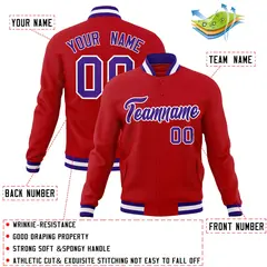 Red Purple-White Classic Varsity Full-Snap Letterman Jacket 4