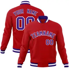 Red Purple-White Classic Varsity Full-Snap Letterman Jacket 1