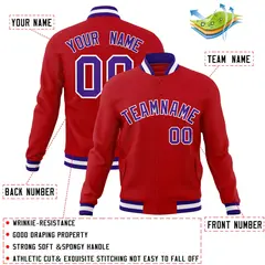 Red Purple-White Classic Varsity Full-Snap Letterman Jacket 4