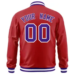 Red Purple-White Varsity Full-Zip Letterman Bomber Jacket 4