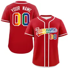 Red Rainbow Pride Month Baseball Jersey 1