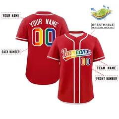 Red Rainbow Pride Month Baseball Jersey 2