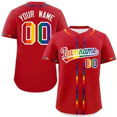 Red Rainbow Pride Month Baseball Jersey 1