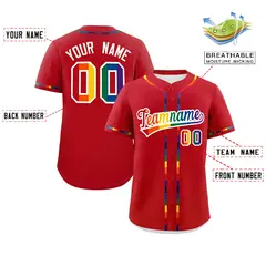 Red Rainbow Pride Month Baseball Jersey 2