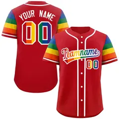 Red Rainbow Pride Month Raglan Baseball Jersey