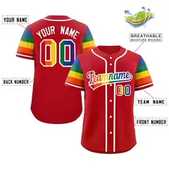 Red Rainbow Pride Month Raglan Baseball Jersey 2