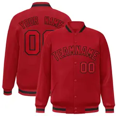 Red Red-Black Full-Snap Varsity Letterman Jacket 1