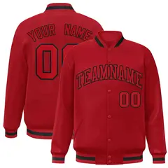 Red Red-Black Full-Snap Varsity Letterman Jacket 1