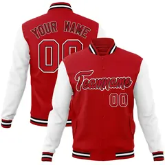 Red Red-Black Raglan Sleeves Varsity Letterman Jacket 1