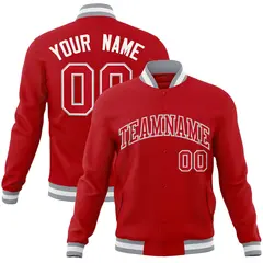 Red Red-Gray Classic Varsity Full-Snap Letterman Jacket