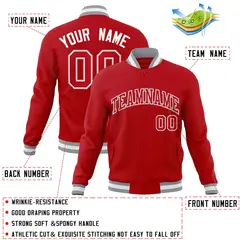Red Red-Gray Classic Varsity Full-Snap Letterman Jacket 4