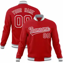 Red Red-Gray Classic Varsity Full-Snap Letterman Jacket 1