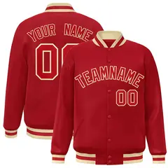 Red Red-Khaki Classic Varsity Full-Snap Letterman Jacket 1