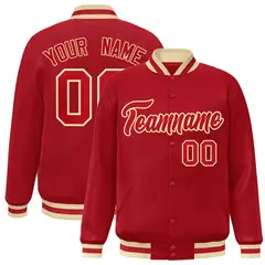 Red Red-Khaki Classic Varsity Full-Snap Letterman Jacket 1