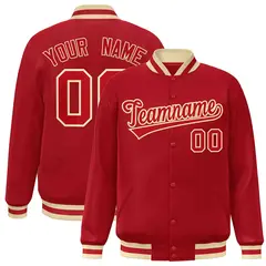 Red Red-Khaki Classic Varsity Full-Snap Letterman Jacket 1