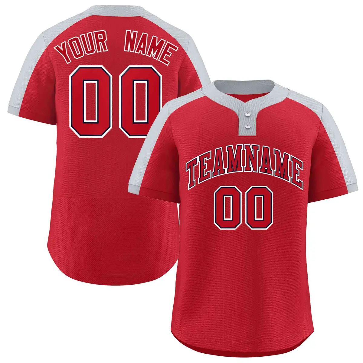 Red Red-Navy Classic Style Two-Button Softball Jersey