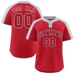 Red Red-Navy Classic Style Two-Button Softball Jersey 1