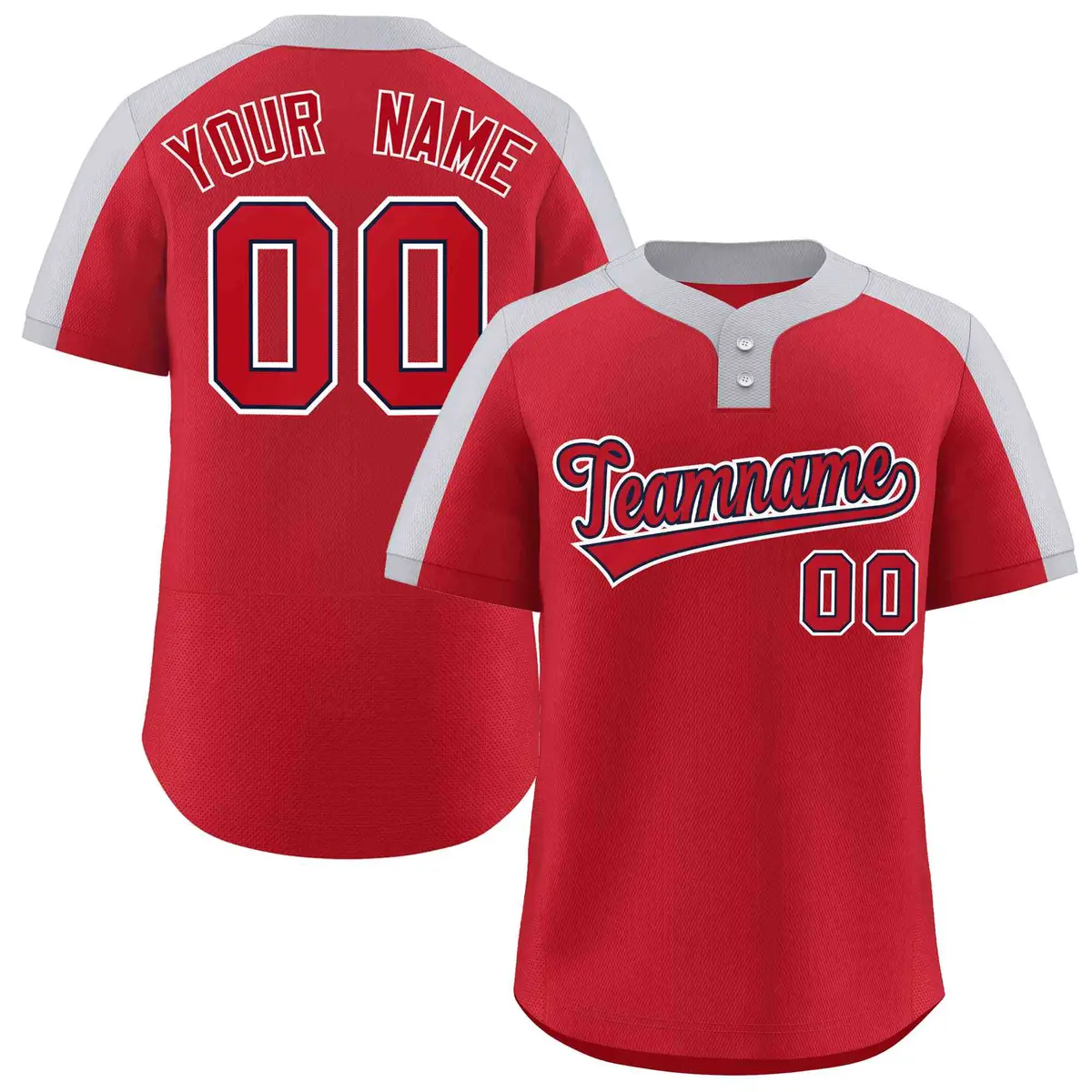 Red Red-Navy Classic Style Two-Button Softball Jersey
