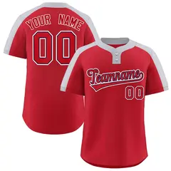 Red Red-Navy Classic Style Two-Button Softball Jersey 1