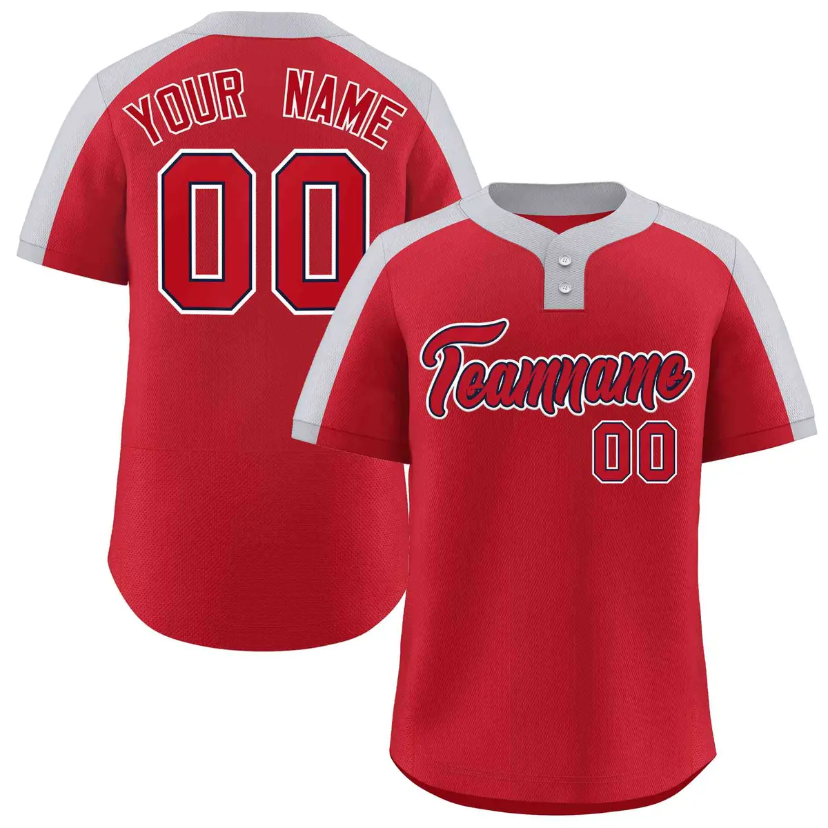 Red Red-Navy Classic Style Two-Button Softball Jersey