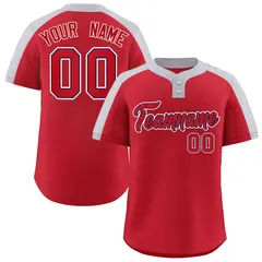 Red Red-Navy Classic Style Two-Button Softball Jersey 1