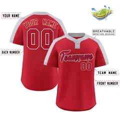 Red Red-Navy Classic Style Two-Button Softball Jersey 2