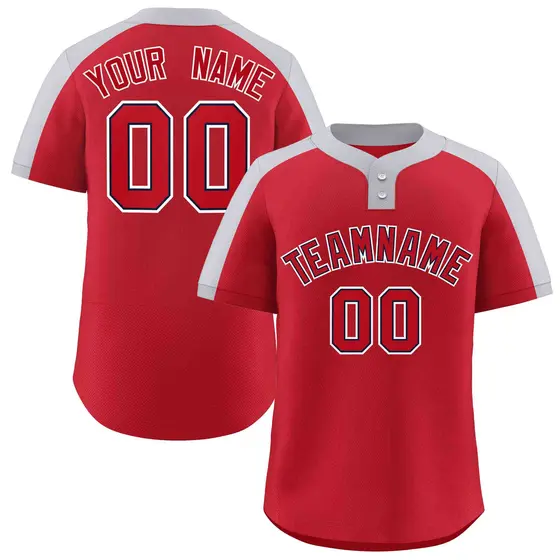 Red Red-Navy Classic Style Two-Button Softball Jersey