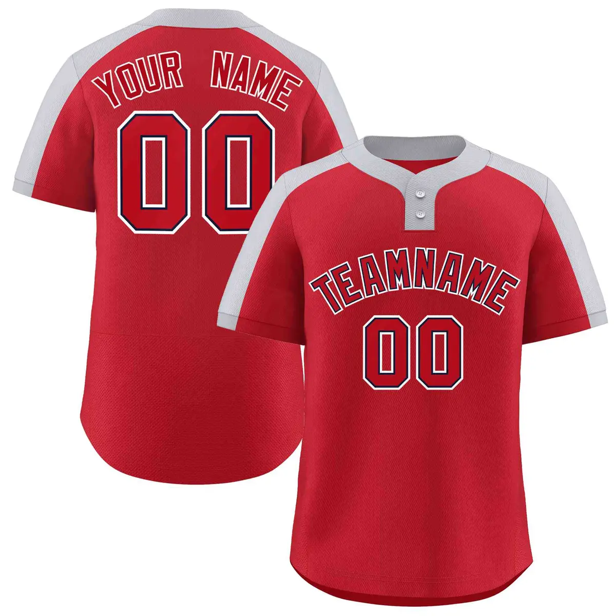 Red Red-Navy Classic Style Two-Button Softball Jersey