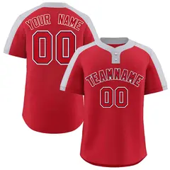 Red Red-Navy Classic Style Two-Button Softball Jersey 1