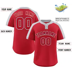Red Red-Navy Classic Style Two-Button Softball Jersey 2