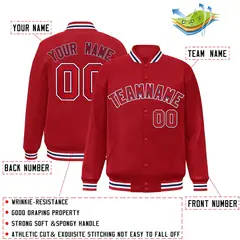 Red Red-Navy Classic Varsity Full-Snap Letterman Jacket 2