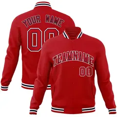 Red Red-Navy Classic Varsity Full-Snap Letterman Jacket