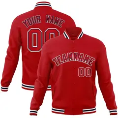 Red Red-Navy Classic Varsity Full-Snap Letterman Jacket 1