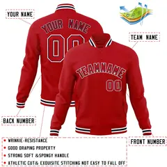 Red Red-Navy Classic Varsity Full-Snap Letterman Jacket 4