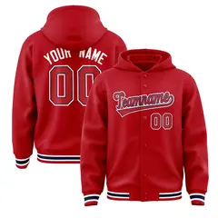 Red Red-Navy Varsity Letterman Classic Hoodie Jacket 1