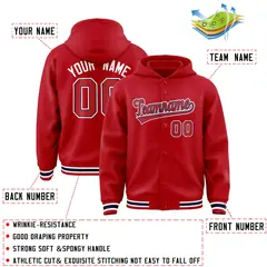 Red Red-Navy Varsity Letterman Classic Hoodie Jacket 4