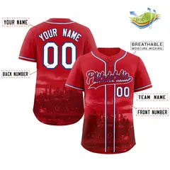 Red Red-Royal Philadelphia City Skyline Baseball Jersey 2