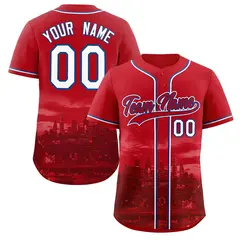 Red Red-Royal Philadelphia City Skyline Baseball Jersey