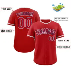 Red Red-White Classic Style Baseball Jersey 2