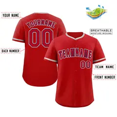 Red Red-White Classic Style Baseball Jersey 2