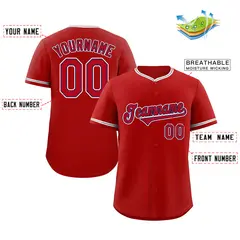Red Red-White Classic Style Baseball Jersey 2