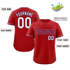 Red Red-White Classic Style Baseball Jersey 2