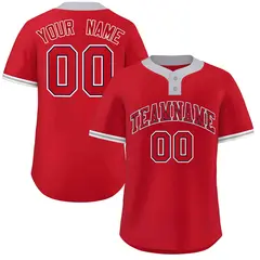 Red Red-White Classic Style Two-Button Softball Jersey