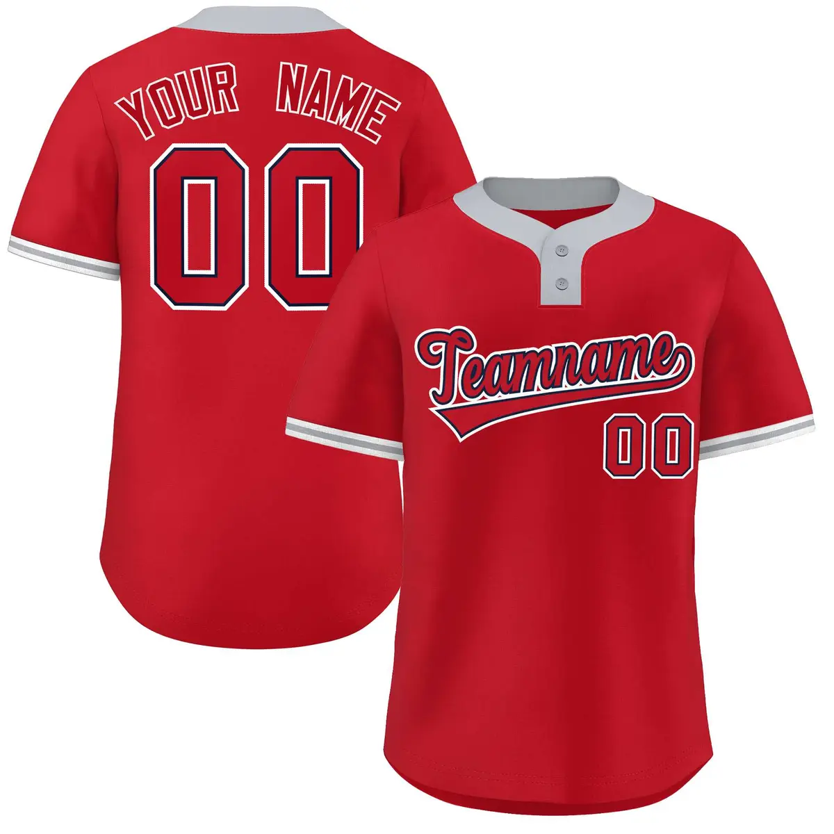 Red Red-White Classic Style Two-Button Softball Jersey