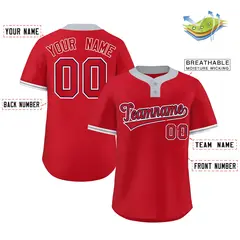 Red Red-White Classic Style Two-Button Softball Jersey 2