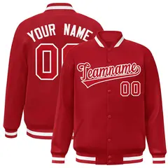 Red Red-White Classic Varsity Full-Snap Letterman Jacket