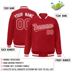 Red Red-White Classic Varsity Full-Snap Letterman Jacket 2