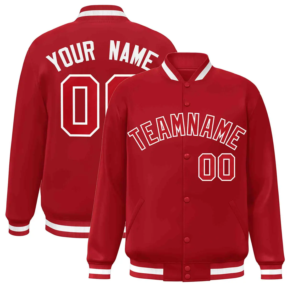 Red Red-White Classic Varsity Full-Snap Letterman Jacket